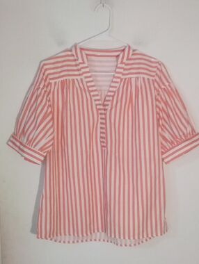 Unbranded Stripe Blouse Small Orange White Stripes